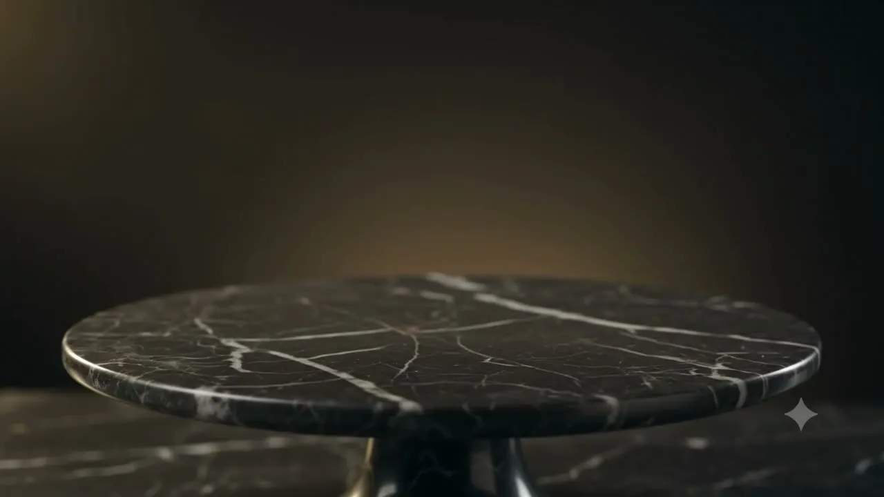 Tarta artesanal de Delicati montándose pieza a pieza sobre un pie de mármol